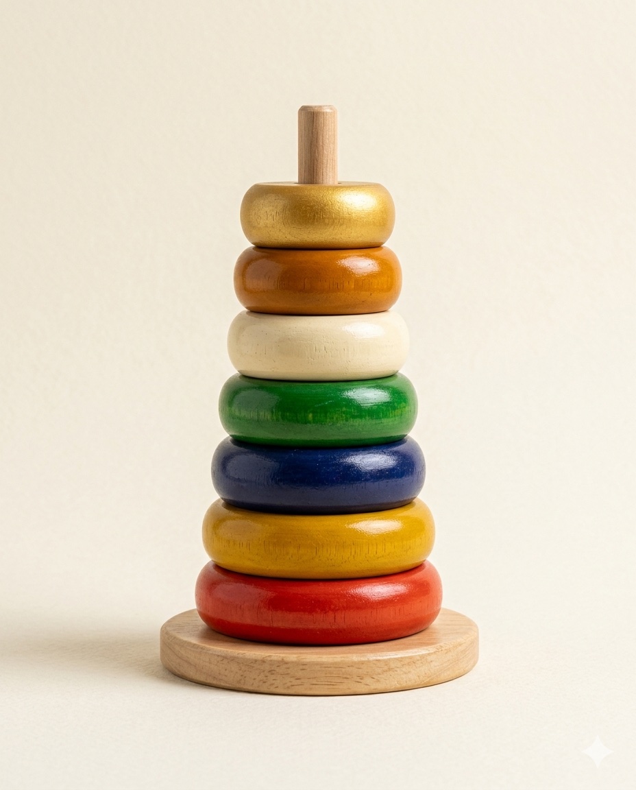 The seven-ring stacker, lacquered in graduated colours