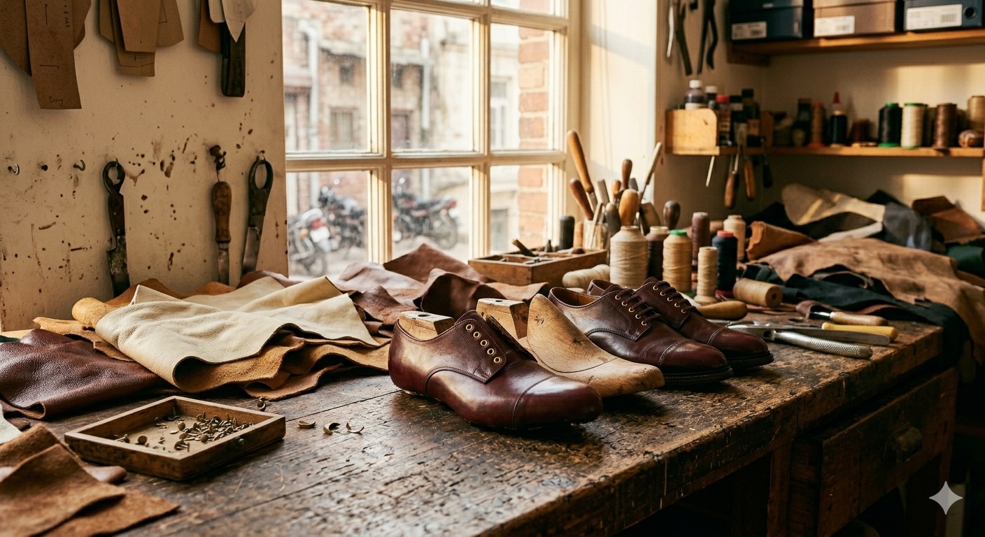 A leather shoemaker's workshop in the Tamil Nadu belt
